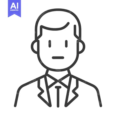 Aset desain premium: Simple outlined illustration depicting a man wearing a business suit