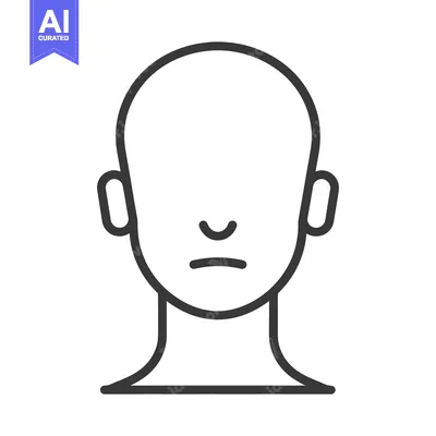 Aset desain premium: A simple graphic depicting the front view of a human head