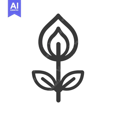 Aset premium populer: A single stylized flower with leaves and elongated petals is present