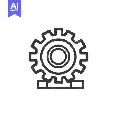 Aset premium populer: A simplified illustration of a gear resting on a platform