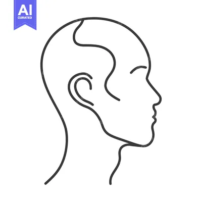 Aset premium populer: A simple black line drawing depicting the human head profile