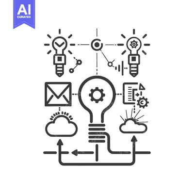 Aset desain premium: Conceptual Illustration of Ideas, Technology, and Connections
