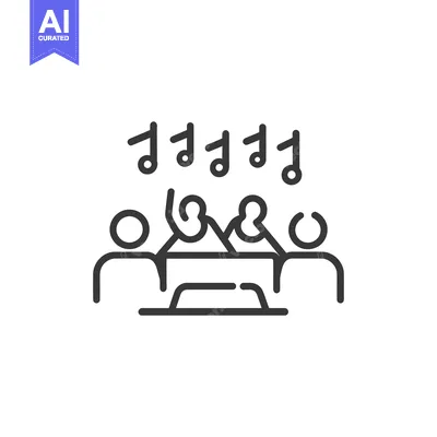 Aset premium populer: A group of people are singing with musical note icons