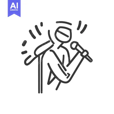 Premium design asset: A simplistic drawing of a person singing into a microphone
