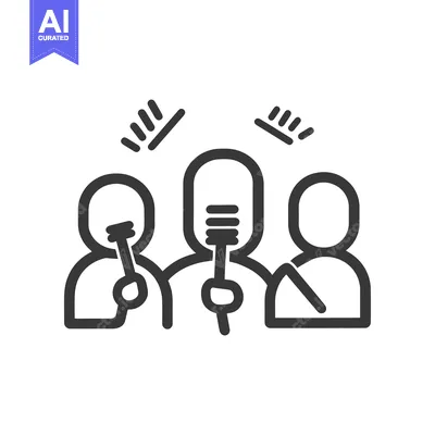 Three figures performing with microphones and speech indicators appear