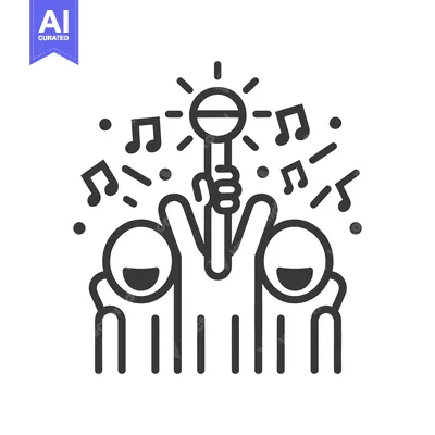 Popular premium asset: A crowd of happy people celebrating music with a microphone