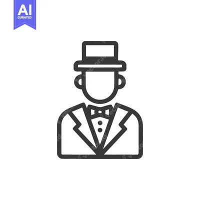 Aset premium populer: Elegant Gentleman Icon: Bowtie, Suit, and Top Hat in Minimalist Style