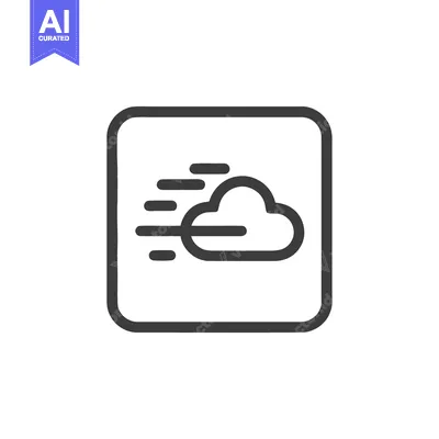 Foggy Weather Icon: Cloud with Horizontal Lines in Square Frame