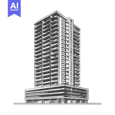 Aset premium populer: Hand Drawn Sketch Of A Modern Apartment Building