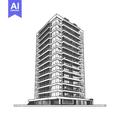 Aset premium populer: Modern Apartment Building Architectural Sketch Design