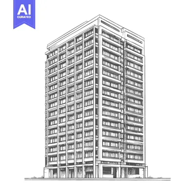 Aset premium populer: Hand Drawn Sketch Of A Modern Apartment Building