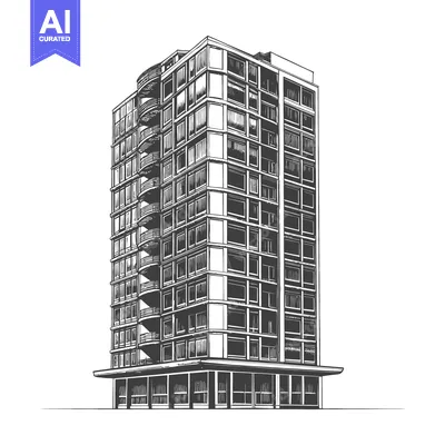 Aset premium populer: Modern Apartment Building Architectural Sketch Design