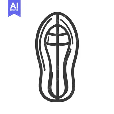 Aset premium populer: A minimalist graphic illustration of a footwear sole design
