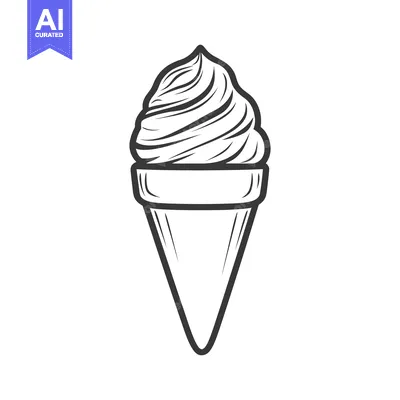 Aset desain premium: This image shows a detailed drawing of a soft ice cream cone