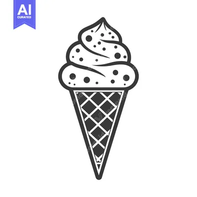 Aset desain premium: A simple outlined drawing of an ice cream cone treat