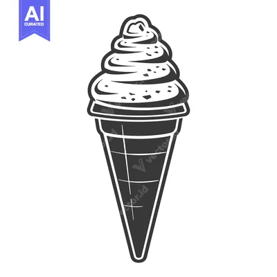 Aset premium populer: A black and white drawing of an ice cream cone