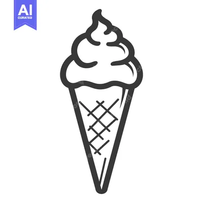 Premium design asset: A simple line drawing of a classic ice cream cone