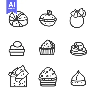 Aset desain premium: Illustrated assortment of various baked goods and sweet treats