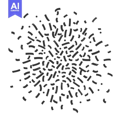 Aset premium populer: Concentric Arrangement of Black Confetti Fragments Across White Backgr
