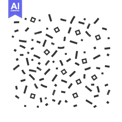 Popular premium asset: Black confetti pieces scattered across a plain white background unifor