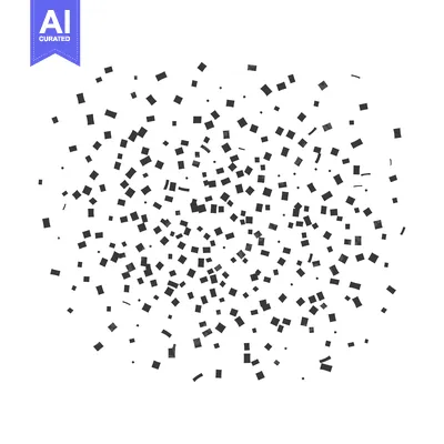 Aset desain premium: Dark square shaped confetti is falling against a white background