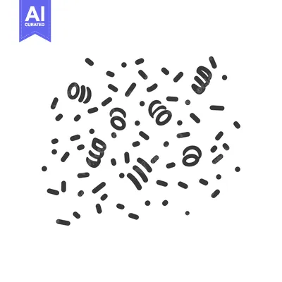 Aset desain premium: Simple black and white confetti and streamer illustration on white