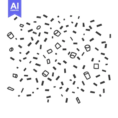 Aset premium populer: A black and white illustration of scattered celebratory confetti piece