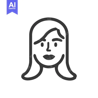 Aset premium populer: Simple line drawing illustrating a woman face and shoulders
