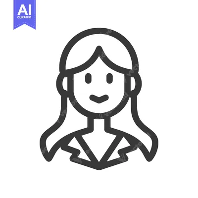 Aset premium populer: A simple line drawing portraying a smiling woman in a portrait
