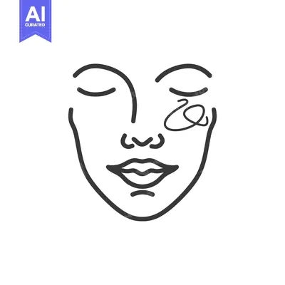 Premium design asset: A simple stylized outline of a human face with closed eyes