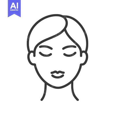 Aset desain premium: A simplified line art drawing depicts a peaceful human face