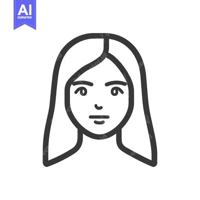 Aset desain premium: A simple icon featuring a woman with straight long hair