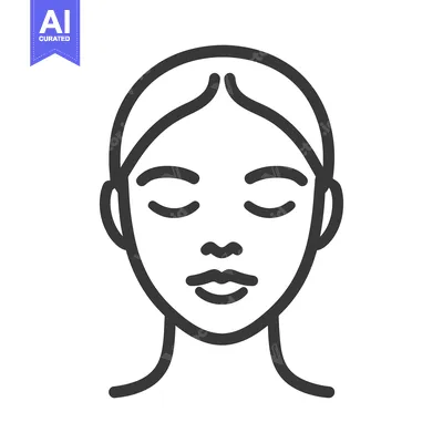 Popular premium asset: Simple outline illustration of a female face with closed eyes