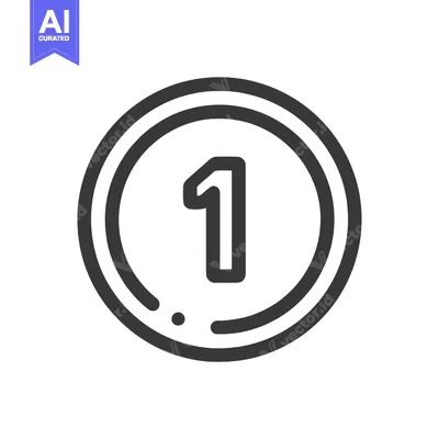 Minimalist Number One Icon: Bold Line Art in Circular Frame, Isolated