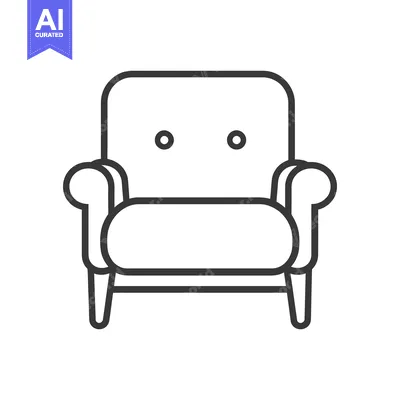 Aset desain premium: A simplistic illustration representing an upholstered armchair with ar