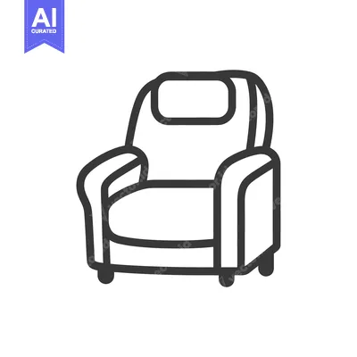 Aset desain premium: Comfortable armchair icon depiction rendered in simple black outline s