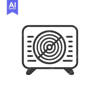 Aset desain premium: A simple black and white outline of an air conditioner unit