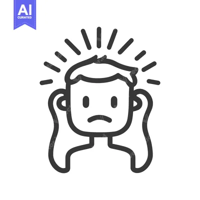 Premium design asset: A person with a headache holding ears in discomfort