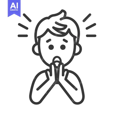 Aset desain premium: A surprised boy with hands clasped to his mouth and head