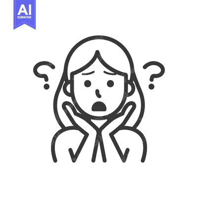 A surprised woman with question marks looks perplexed and worried