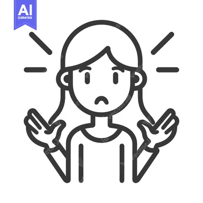 A simplified outline of a person looking confused and frustrated