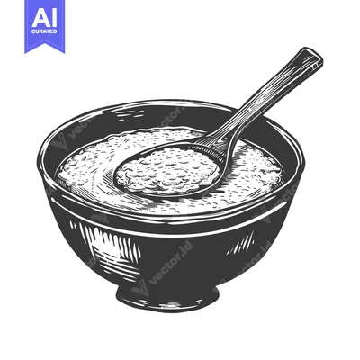 Popular premium asset: A bowl of porridge with a wooden spoon