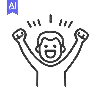 Aset premium populer: Simple vector illustration of an excited person celebrating a victory