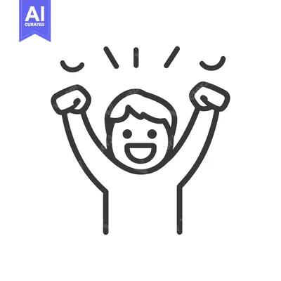Aset premium populer: A simplified illustration of an excited person celebrating success
