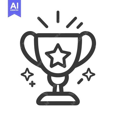 Aset premium populer: A stylized line illustration of a trophy with star embellishments