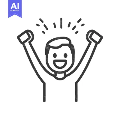 Aset premium populer: A joyful person with arms raised celebrating happiness and success