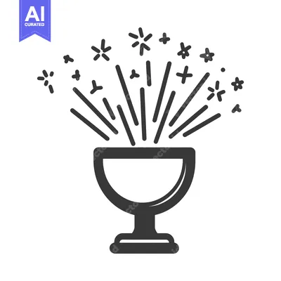Aset desain premium: A celebratory chalice spewing sparks of light and joy