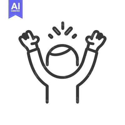 Popular premium asset: Simple line drawing illustrating a person expressing great excitement
