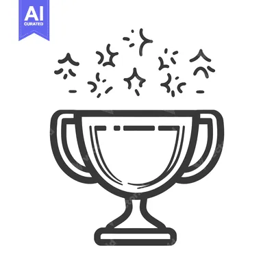 Aset premium populer: A stylized line drawing of a trophy with celebratory sparkle