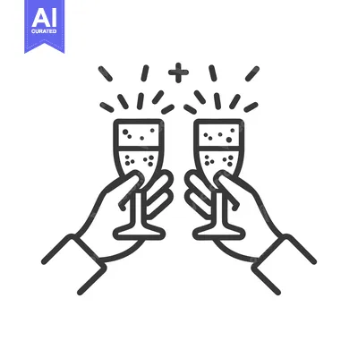 Aset premium populer: Two hands holding champagne glasses making a celebratory toast